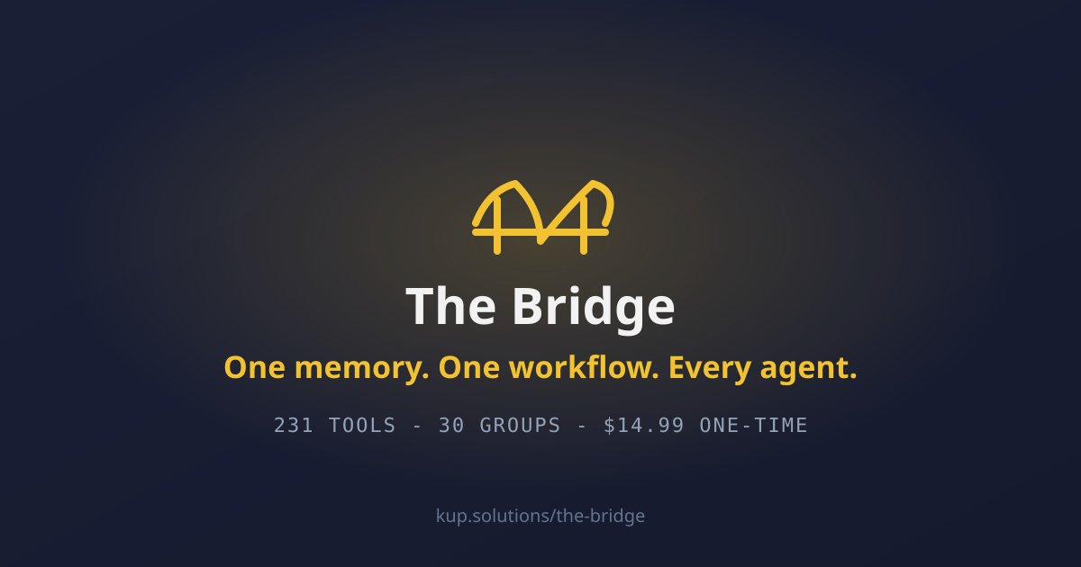 The Bridge product image: one memory, one workflow, every agent.